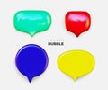 3d Speech bubble colored. 3d realistic talking cloud. Glossy speech bubble high quality vector. Shiny cloud foam. Vector Royalty Free Stock Photo