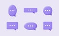 3d speech bubble icon. Set of chatting box on purple background. Modern vector illustration Royalty Free Stock Photo