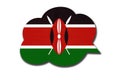 3d speech bubble with Kenyan national flag. Speak and learn Swahili language. Symbol of Kenya country