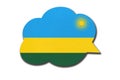 3d speech bubble with Rwandan national flag. Speak and learn Kinyarwanda language. Symbol of Rwanda country