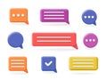 3D speech bubble set. Chat messages, communication dialogue icons, message box. Vector illustration