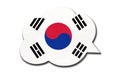 3d speech bubble with South Korea or ROK national flag isolated on white background. Speak and learn korean language