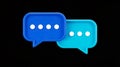 3D speech bubbles, blue and turquoise, with white loading dots Royalty Free Stock Photo