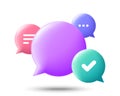 3d speech bubbles for text message. Social media chatting concept. 3d render chat label. Vector