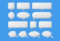 3d speech bubbles. White chat message text bubble, thinking and dialogue empty balloons. Thought comic clouds, online Royalty Free Stock Photo
