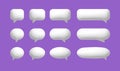 3d speech chat balloon. Talk message icon for text, vector white dialogue or conversation comment cloud. Speak box shape