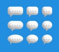 3d speech chat balloon. Talk message icon for text, vector white dialogue or conversation comment cloud. Speak box shape