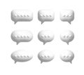 3d speech chat balloon. Talk message icon for text, vector white dialogue or conversation comment cloud. Speak box shape