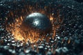 A sphere with a lot of small squares around it