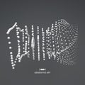 3D sphere composition. Many balls in empty space. Abstract background. Vector illustration. Generative art