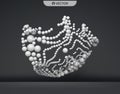 3D sphere composition. Many balls in empty space. Abstract background. Vector illustration. Generative art
