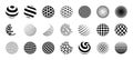 3D sphere. Halftone ball logo. Globe star pattern. Tech pixel icons. Geometric abstract shapes. Orb texture. Black and white Royalty Free Stock Photo