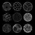 3D sphere mesh grid. Ball or sphere in grid of line.