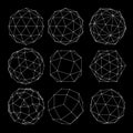 3D sphere mesh grid. Ball or sphere in grid of line.