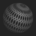 3D sphere mesh grid. Ball or sphere in grid of line. 3D abstract object in wireframe of lines and dots. Vector