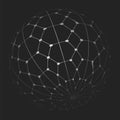 3D sphere mesh grid. Ball or sphere in grid of line. 3D abstract object in wireframe of lines and dots. Vector