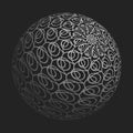 3D sphere mesh grid. Ball or sphere in grid of line. 3D abstract object in wireframe of lines and dots. Vector