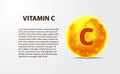 3D sphere molecule gold yellow vitamin c for healthcare medical pharmacy
