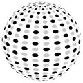 3d sphere orb with textured grayscale surface on white. Abstract
