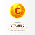 3D sphere yellow gold vitamin C molecule for healthcare, medicine, supplement