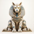 Stylized 3d Sphinx Model Looking At Camera On White Background