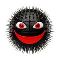 3D spiky black sphere with red eyes and smiling mouth on white background ball Royalty Free Stock Photo