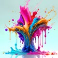 3d Splash with a water drops colors