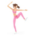 3d sporty woman karate pose