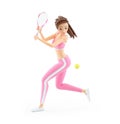3d sporty woman playing tennis