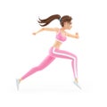 3d Sporty Woman Running Fast