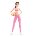 3d sporty woman standing with volley ball