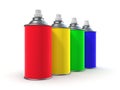 3d Spraypaint cans in primary colors Royalty Free Stock Photo