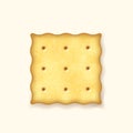 3d square delicious salty cookie rustic, dry cracker, biscuit icon. Realistic sweet cookie