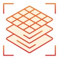 3D square layers flat icon. 3d 3d layering design orange icons in trendy flat style. 3d modeling layers gradient style