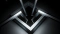 3D square rings rotate in hole. Design. 3D installation with square hole and rings rotating at edges. Square and angular