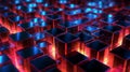 3d square texture, block, led, perspective, shiny illumination neon abstract background, with cubes