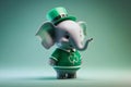 3d st Patrick\'s Day baby elephant. studio shot with copyspace. minimalist Royalty Free Stock Photo