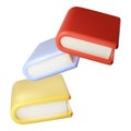 3D Stack of Book back to school, university or school college graduate Icon. Render Education or Business Literature. E