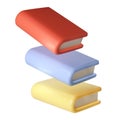 3D Stack of Book back to school, university or college graduate Icon. Render Education or Business Literature. E-book