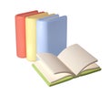 3D Stack of Books, university or school college graduate Icon. Render Education or Business Literature. E-book