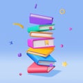 3D Stack of Falling Closed Books Royalty Free Stock Photo