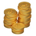 3D Stacked Gold Coins Icon Royalty Free Stock Photo