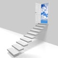 Door, steps, sky with clouds - 3D illustration