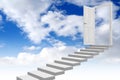 Door, steps, sky with clouds - 3D illustration Royalty Free Stock Photo