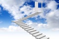 Door, steps, sky with clouds - 3D illustration Royalty Free Stock Photo