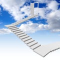 Door, steps, sky with clouds - 3D illustration Royalty Free Stock Photo