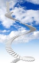 Door, steps, sky with clouds - 3D illustration Royalty Free Stock Photo