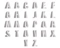 3D standing alphabet big letters font isolated design vector illustration Royalty Free Stock Photo