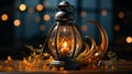 3D Star, crescent and Oil lamp, Eid-al-Adha
