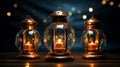 3D Star, crescent and Oil lamp, Eid-al-Adha